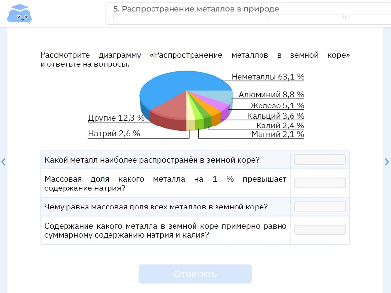 Фрагмент самостоятельной работы по теме «Металлы»